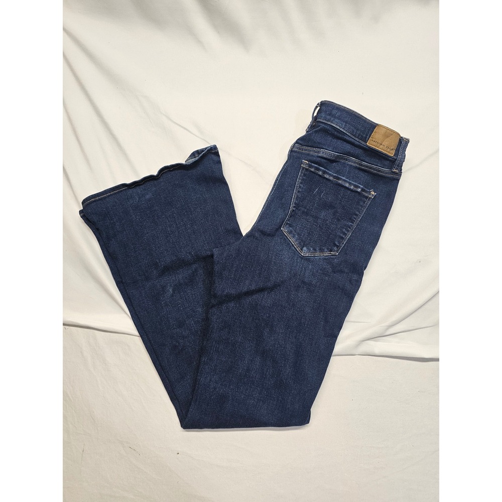 American Eagle Next Level Stretch Dark Wash Flare Jeans Juniors Size 10 - Picture 1 of 9